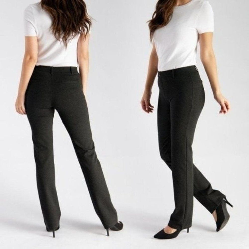 Betabrand Dress Pant Yoga Work Office Pant Straight Leg Classic Charcoal SP